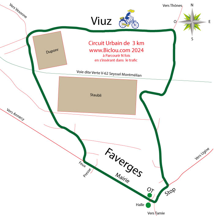 Carte parcours cycliste du claudio de la Faverges lors du Téléthon 2025