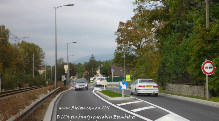 fin bandes sur la D 1506 etrembieres apres 540 m fin un peu queue de filet de perche