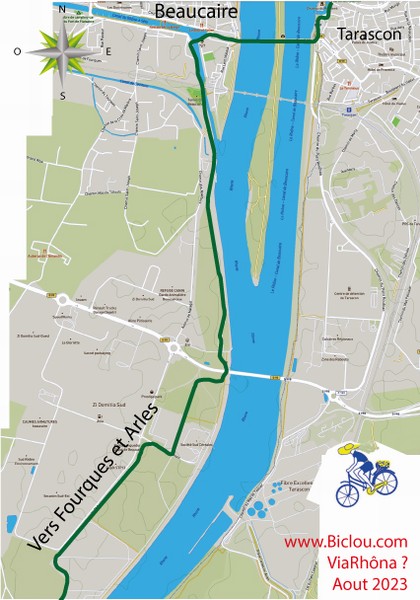 Carte : Beaucaire Tarascon ; Accès Voie verte ?