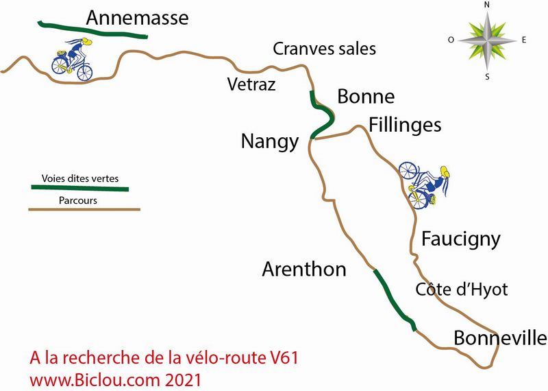 Carte générale parcours : mai 2021 sur V 61 vallée de l'Arve