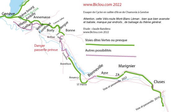 carte cyclable Arve 2022 schéma