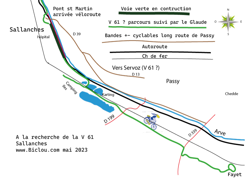 Carte parcours vélo à Sallanches ; Retour prose