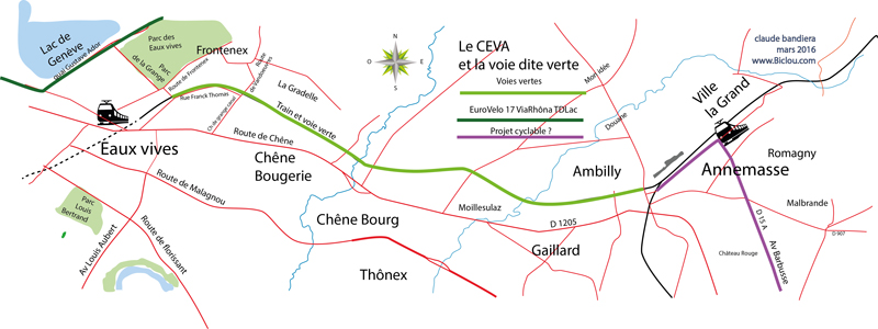 carte du projet voie verte d’agglomération Franco valdo Genevoise