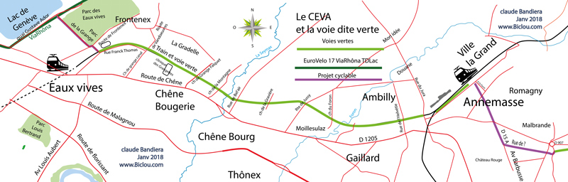 Carte Ceva et Voie verte au dessus