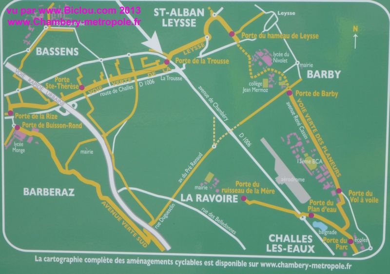 Plan des voies vertes et pistes cyclables de l'agglomération de Chambéry