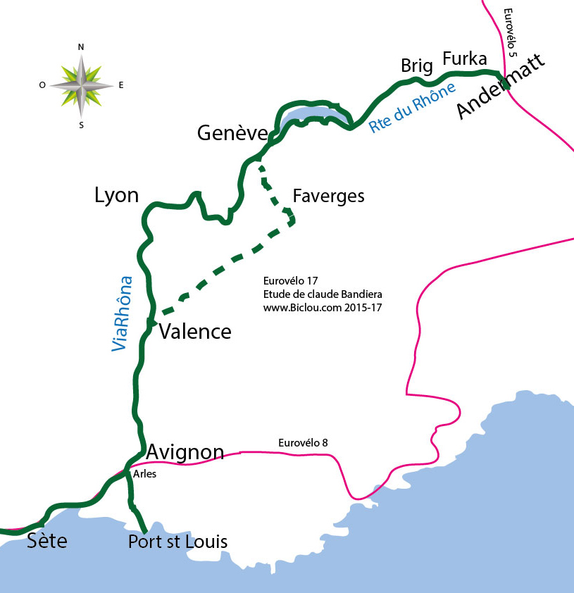 Carte cyclotourisme Eurovélo 17 en 2015