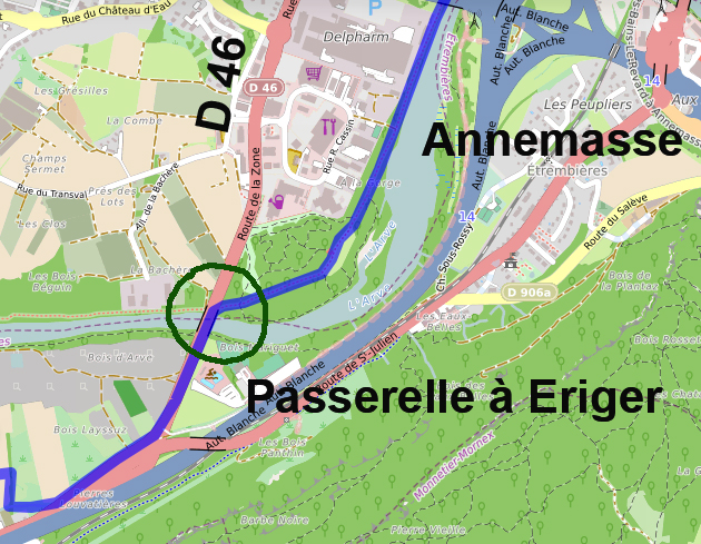 Passerelle à ériger ; à Annemasse (état des lieux en 2024)