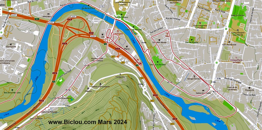 A la recherche d'un cheminement cyclable du côté de la Migros d'Etembrieres : Fév 2024