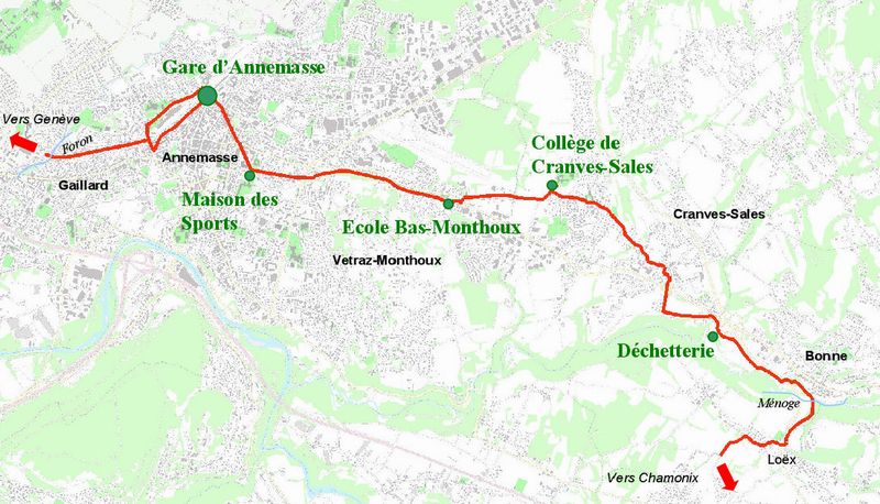 Carte projet voie verte Bonne sur Menoge Annemasse