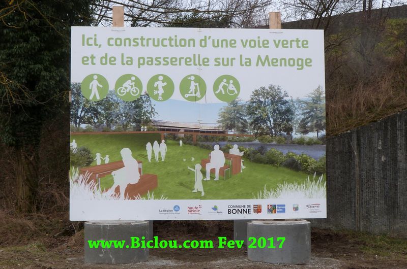 Pancarte annoniatrice de la voie verte à Bonne sur Menoge en 2017