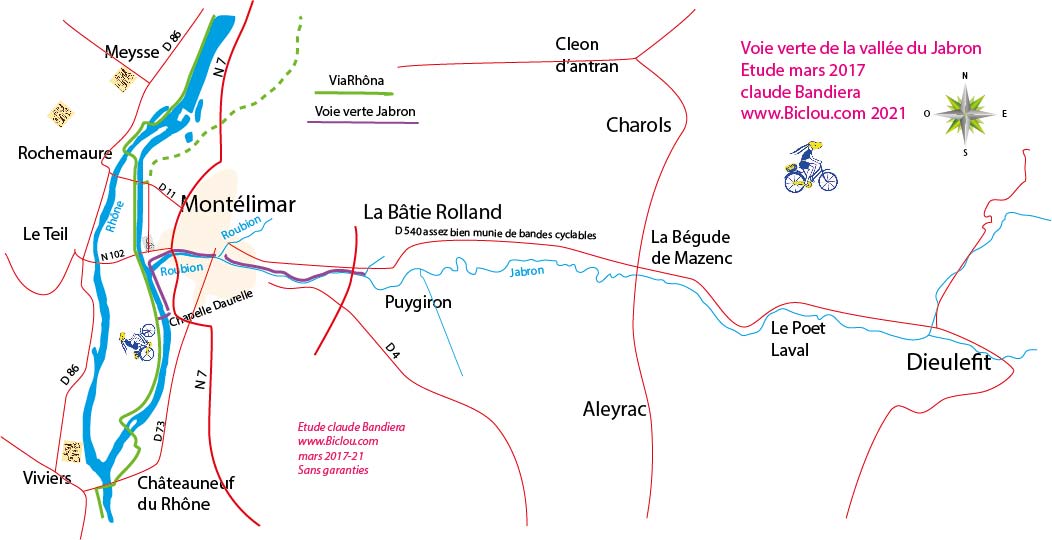 Carte de la voie verte vallée du Jabron (étude 2017)