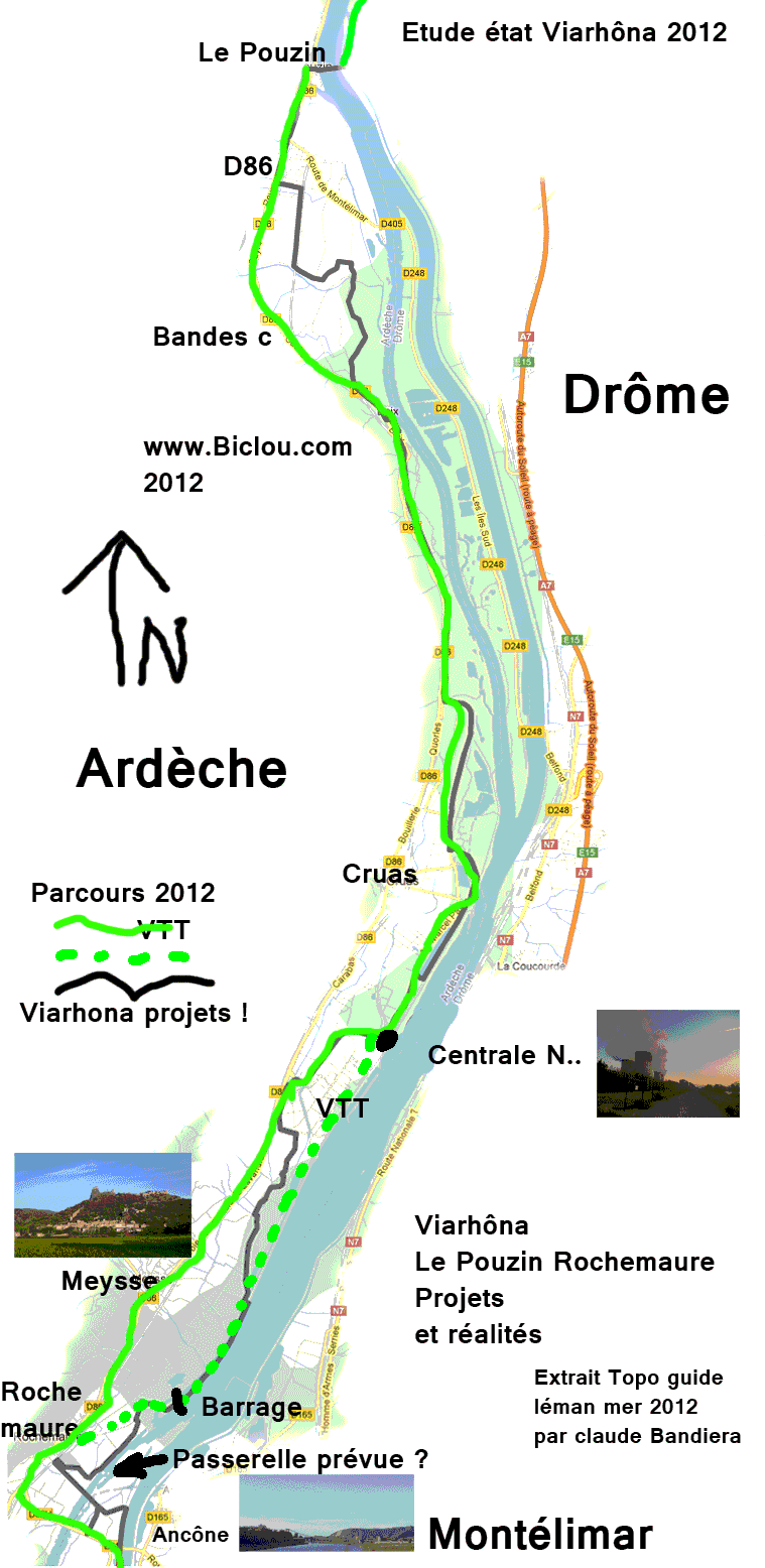 carte parcours viarhoan la pouzin cruas roquemaure 2012
