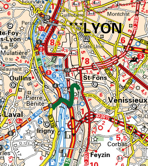 piste cyclable saint Fons Pierre Bénite situation