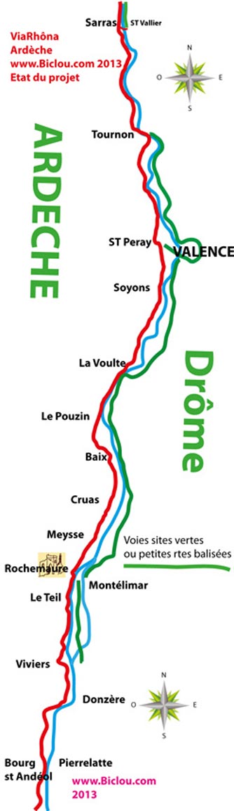Voies vertes le long du rhône en Ardeche : via rhona de Sarras à pont st esprit
